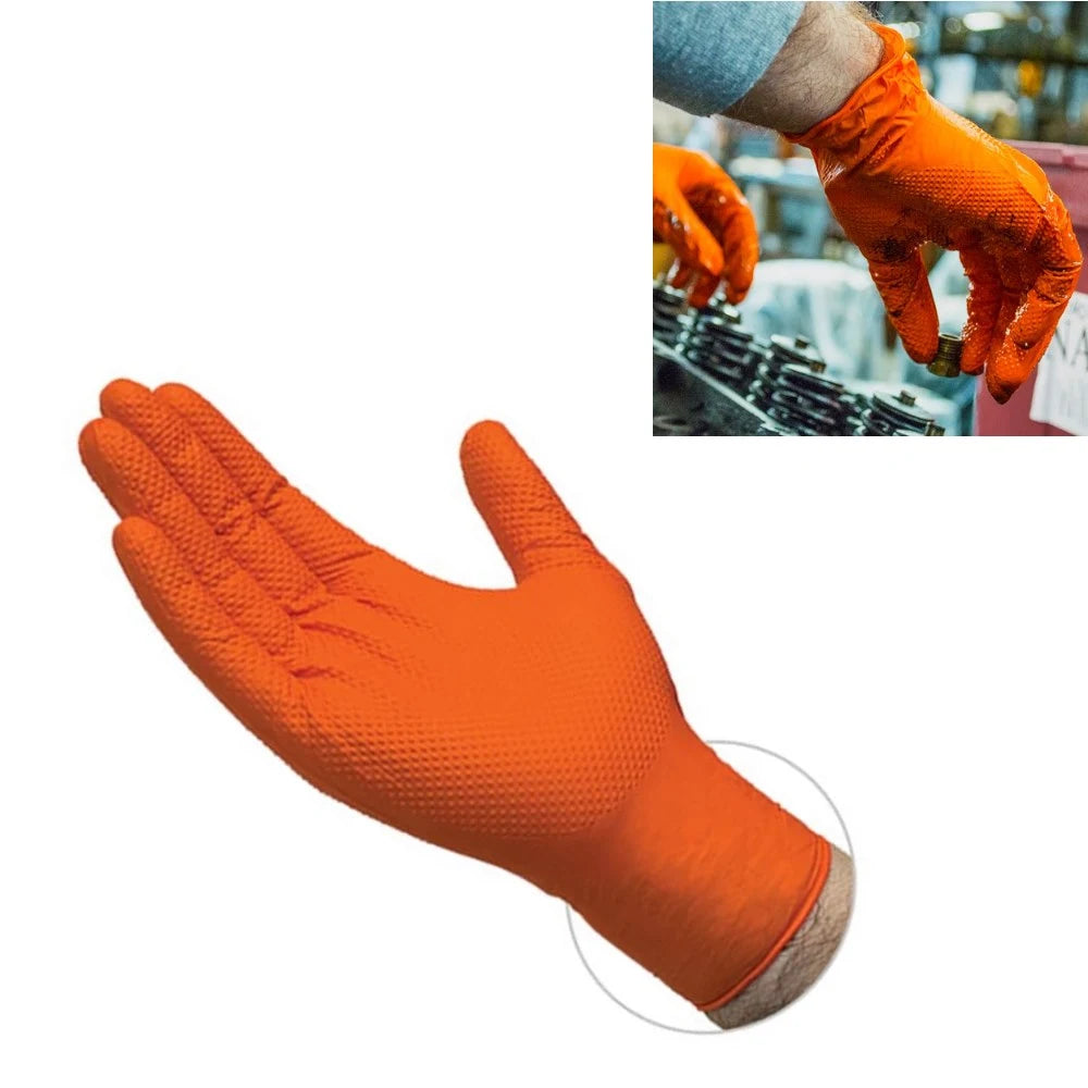 Orange 8-Mil Nitrile Gloves