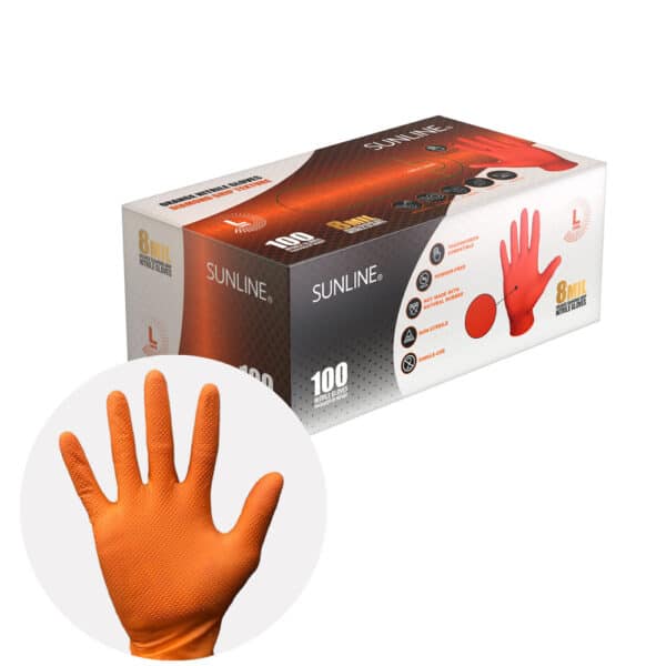 Orange 8-Mil Nitrile Gloves